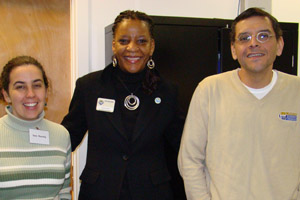 [L-R]Sara Reschly, Pamela Wafford, and Rolando Palacios wait eagerly to help process Auburn Gresham residents tax returns.