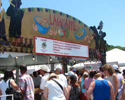 Hungry patrons wait patiently for Lagniappe's renowned food items.