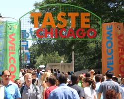 Festival-goers enter the Taste of Chicago